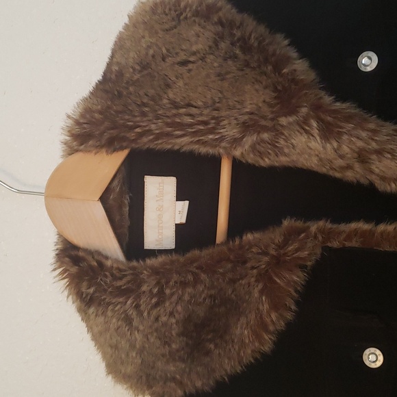 Corduroy jacket with  cream faux trimmed collar and cuffs. Dark brown. - Picture 2 of 15